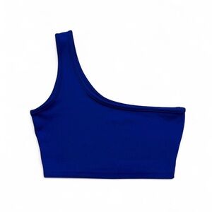 One-Shoulder Royal Blue Crop Top